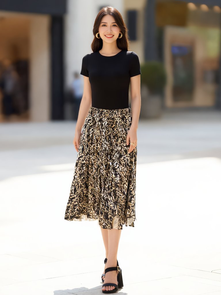 Nwot Sady Starman Boston Proper Leopard Print Maxi Skirt Elastic Waist Small